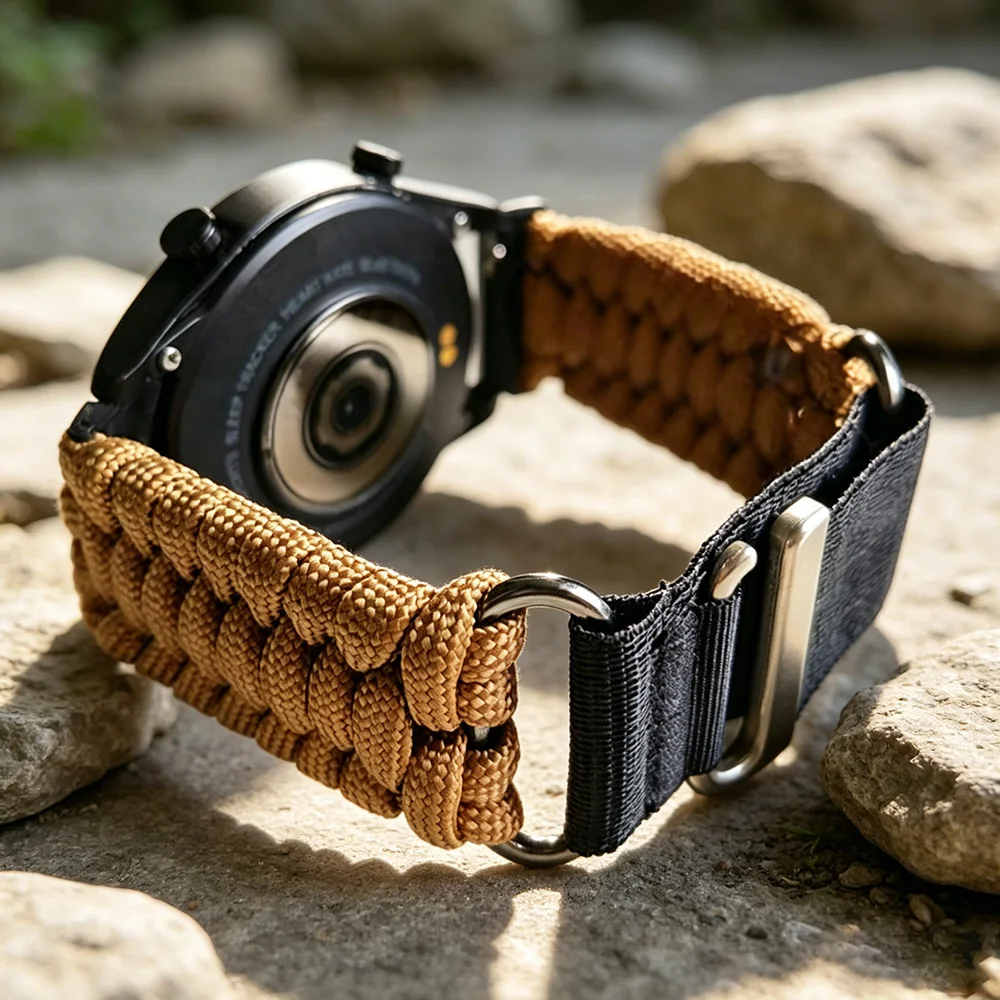 Outdoor Umbrella Rope Watch Strap - 22/20mm Bracelet Band