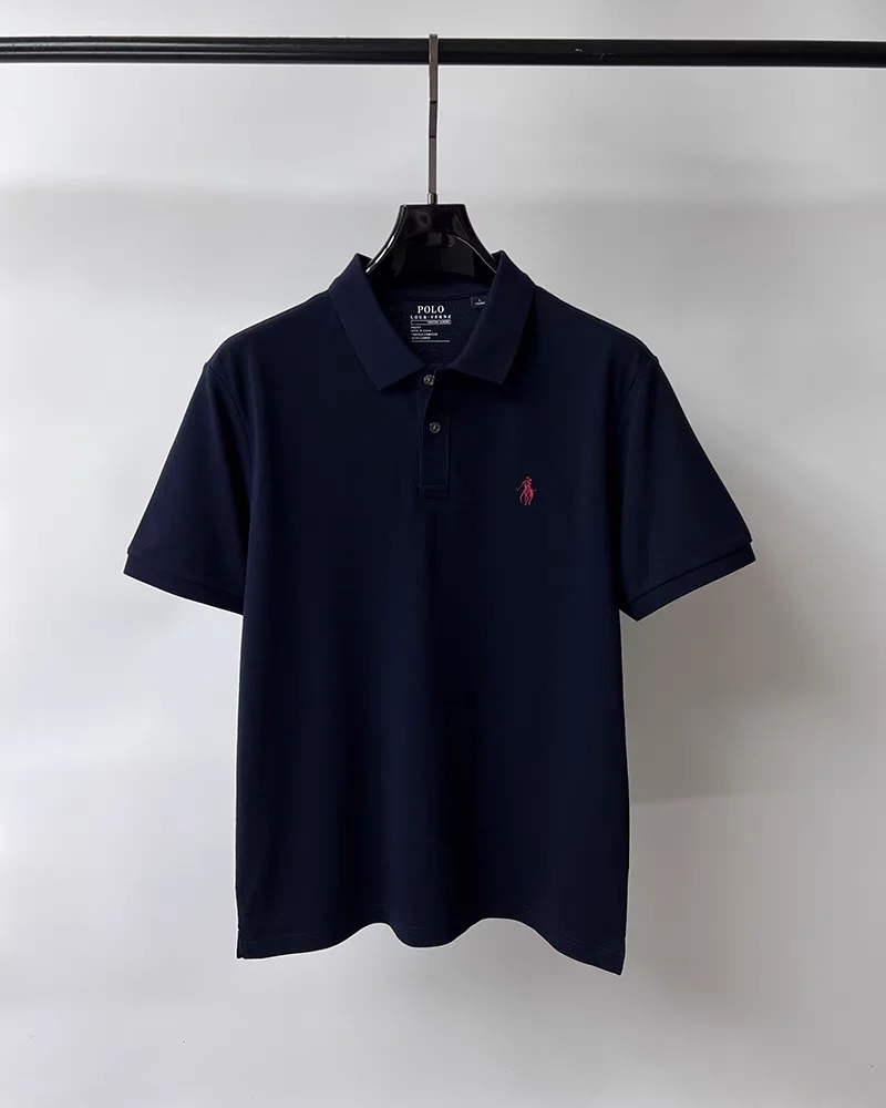 Men sports tops T shirts Men's Short Sleeve Polo Shirt Horse Embroidery T-Shirt Business Casual 100% Cotton Summer