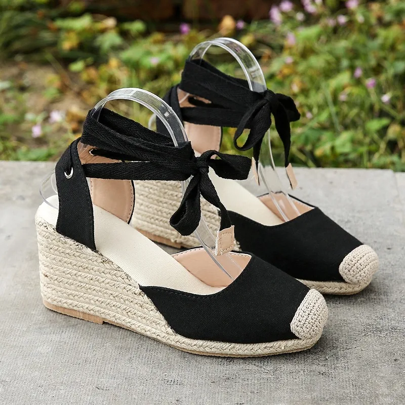 2024 Women's Espadrille Ankle Strap Sandals Comfortable Slippers