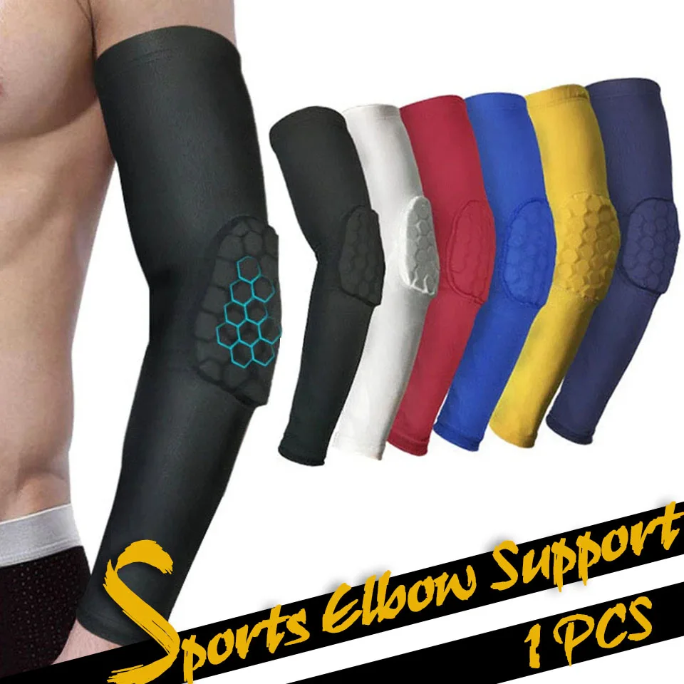 

GOBYGO 1PCS Honeycomb Sports Safety Elbow Support Training Brace Protective Gear Elastic Arm Sleeve Bandage Pads for Basketball