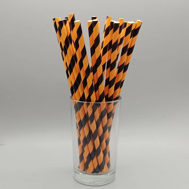 50/100 Pcs Halloween disposable paper straw Bat Pumpkin Straw for Halloween