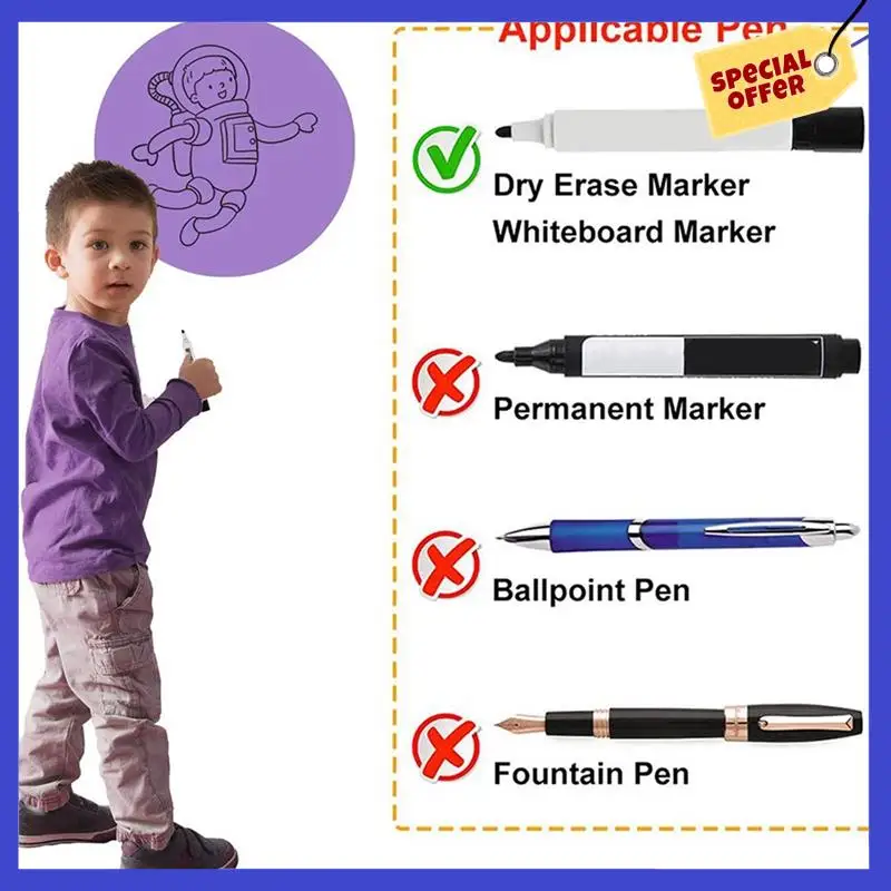 12Pcs Dry Erase Circles Removable Vinyl Dot Stickers For School Classroom Table & Desk 11.8Inch-A01P