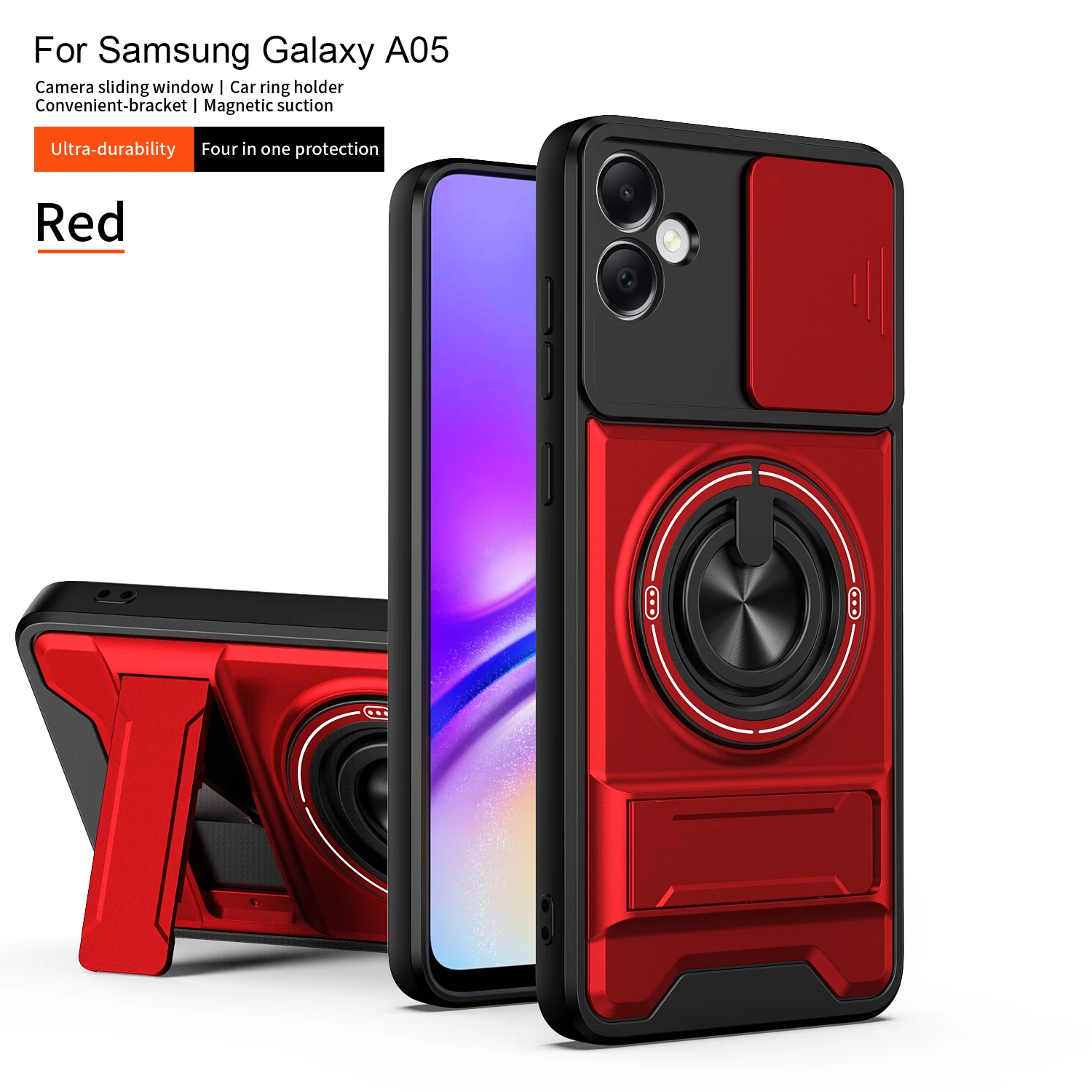Rugged Magnetic Holder Phone Case with Military-Grade Camera Protection