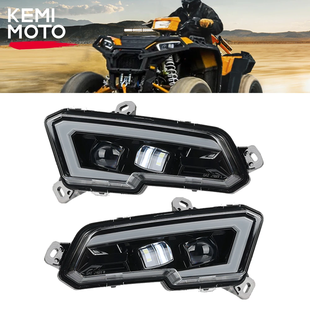 KEMIMOTO #2884859 ATV LED Headlight Front Light Kits Compatible with Polaris Sportsman 450 570 850 Scrambler XP 1000 S 2017-2023