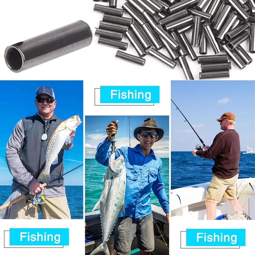 Single Barrel Crimp Sleeves Copper Tube Fishing Line Sleeves Crimping Cable Wire Connector Fishing Tackle 100Pcs