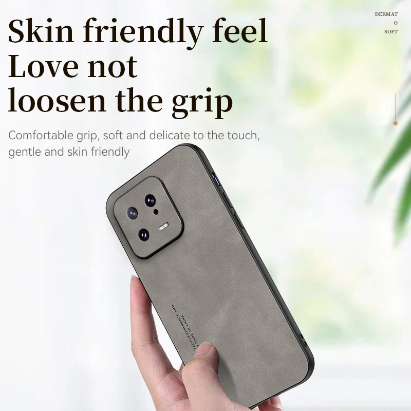 For Xiaomi 13 Phone: Sheepskin Leather Case for Xiaomi Mi 13 12 11 10 - Ring Holder Protective Len Luxury Men Mobile Gift Cover