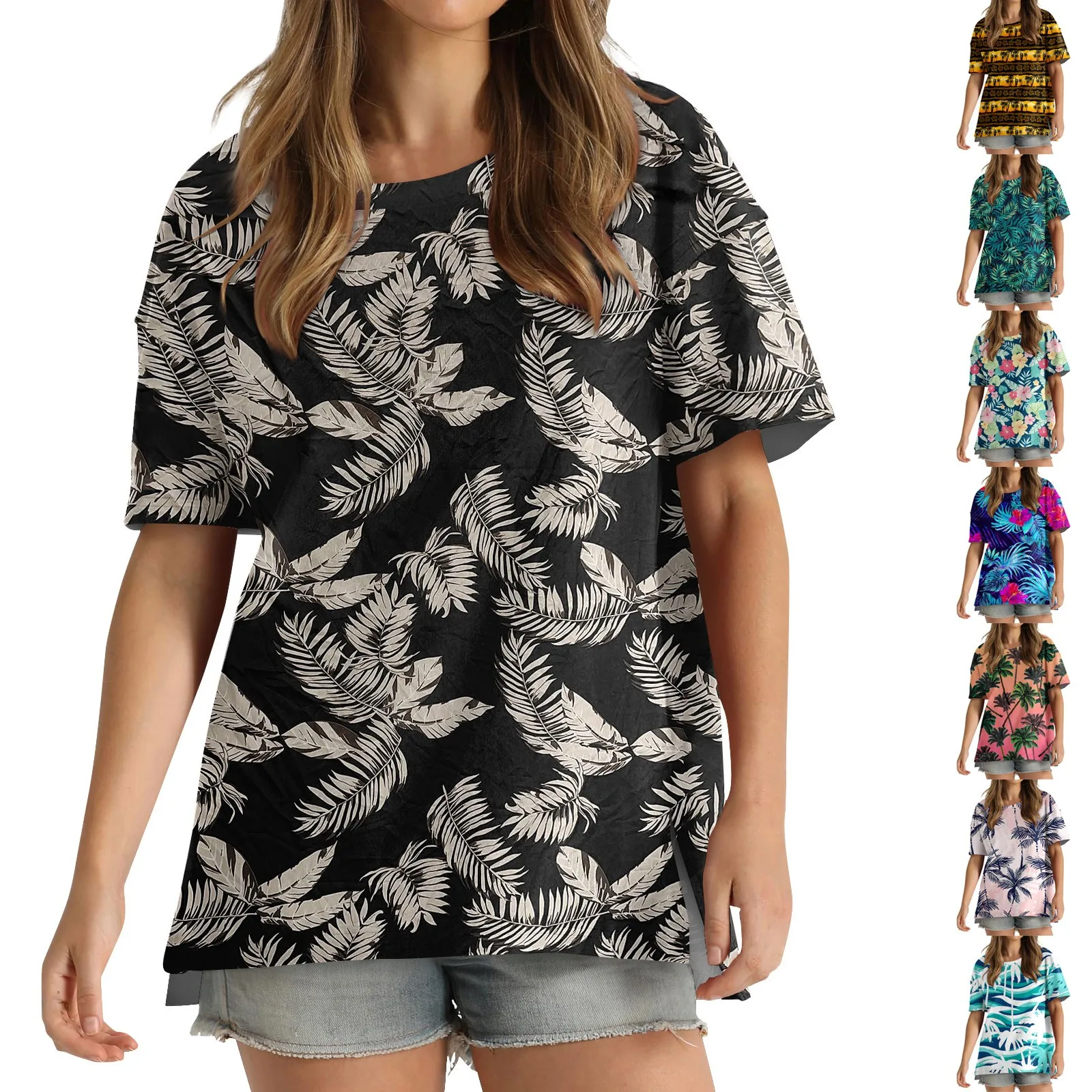 

Женская хлопковая футболка с коротким рукавом, свободного кроя