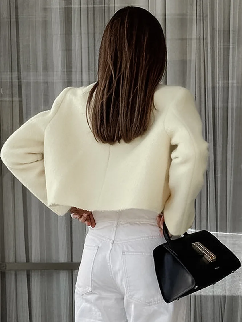 Casual Fashion Long Sleeve Cardigan Coat For Women Patchwork Elegant Slim Solid Cropped Top Streetwear Women's Outwear New