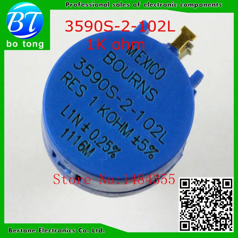 1PCS 3590S-2-102L 3590S 1K ohm Precision Multiturn Potentiometer 10 Ring Adjustable Resistor