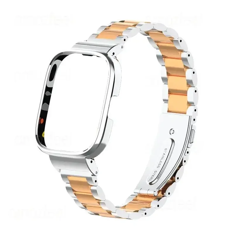 Stainless Steel Metal Watch Strap with Protector Case Cover Bracelet