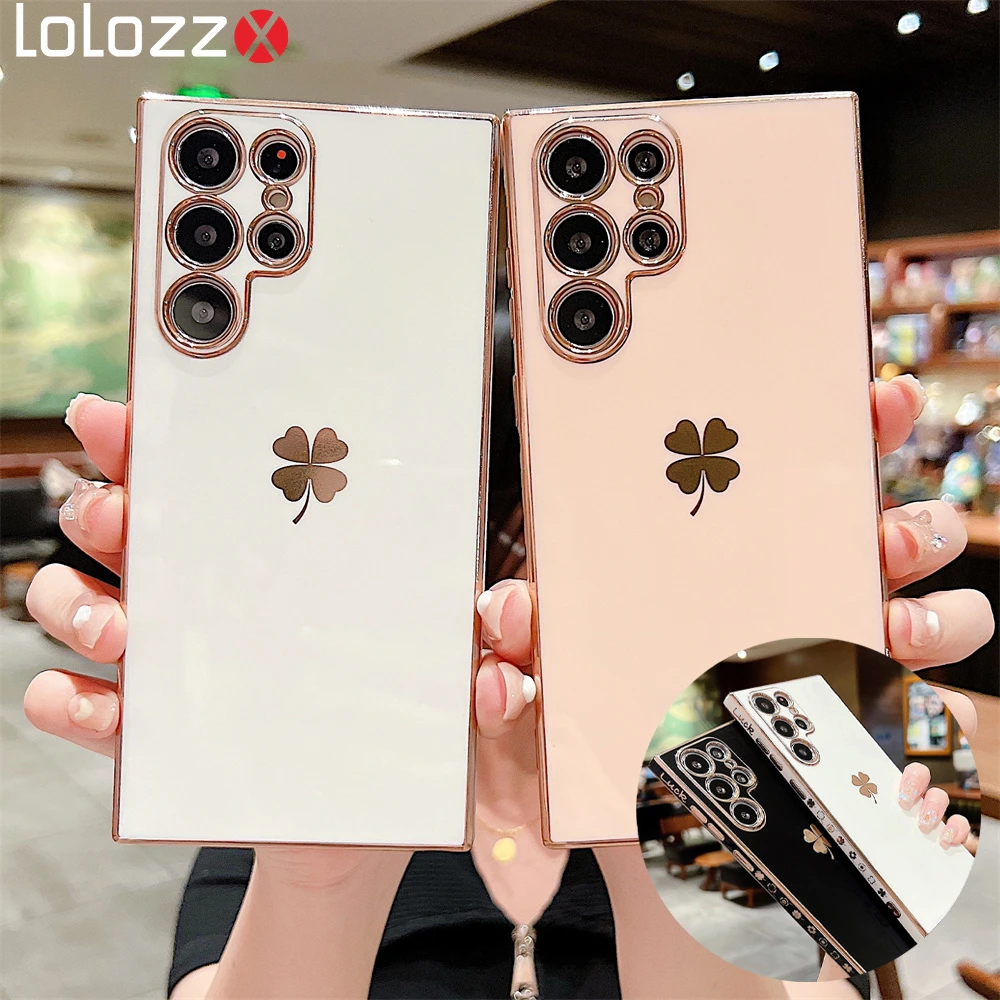 Luxury Plating Lucky Clover Case For Samsung Galaxy S22 Ultra Plus S21 ...