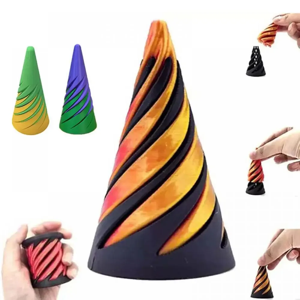 Fidget Toys Impossible Pyramid Passthrough Sculpture 3D Printed Helix Screw Spiral Cone Decompression Decorative Ornaments