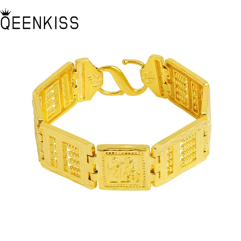 

QEENKISS 24KT Gold 20mm FU Abacus Chain Bracelet For Men Fine Jewelry Wholesale Wedding Party Birthday Groom Father Gift BT5328
