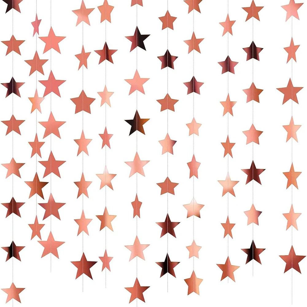 1/2 Stück 4 m Glitzer Gold Stern Girlande Banner Dekor 13 Fuß Stern hängende Wimpelkette Banner Party Hintergrund Babyparty Hochzeit Geburtstag – Detail 8