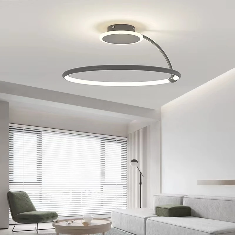 

Black Ring LED Ceiling Lamp 3 Color Temperature Ceiling Lighting Fixtures For Bedroom Foyer Dining Room Minimalist Art Deco
