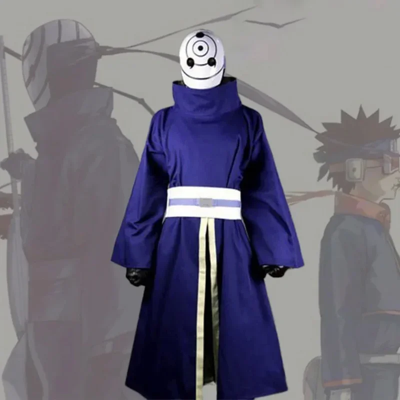 Shippuden Uchiha Obito/Madara Cosplay Costume Halloween Carnival Ninja Battle Suit Blue Kimono No Mask Custom Made