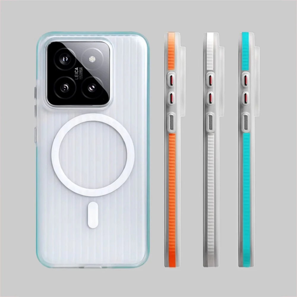 Чехол с гофрированным рисунком для магнитной беспроводной зарядки Magsafe для Xiaomi Mi 14 Pro Ultra Mi 13, нескользящий жесткий матовый чехол из поликарбоната