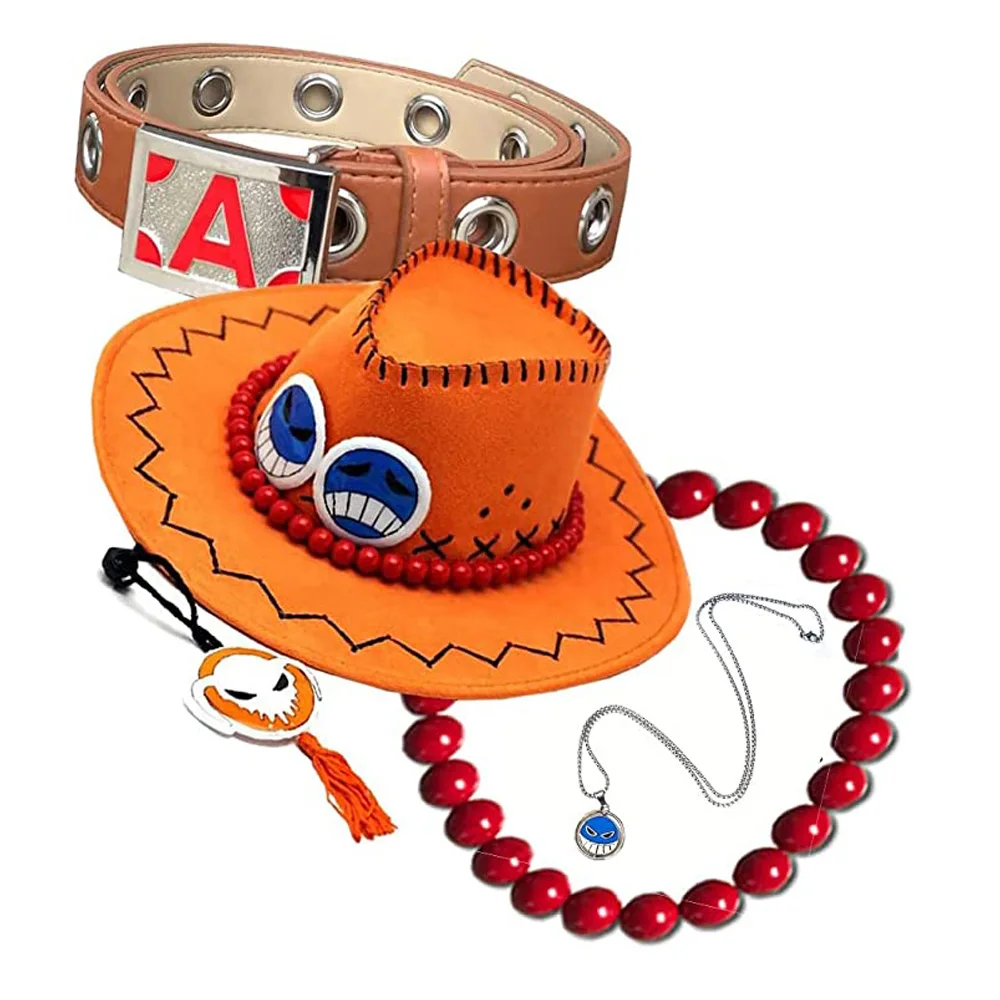 Anime Portgas D Ace Hats Belt Bracelet Necklace Cosplay Props Role Play Accessories