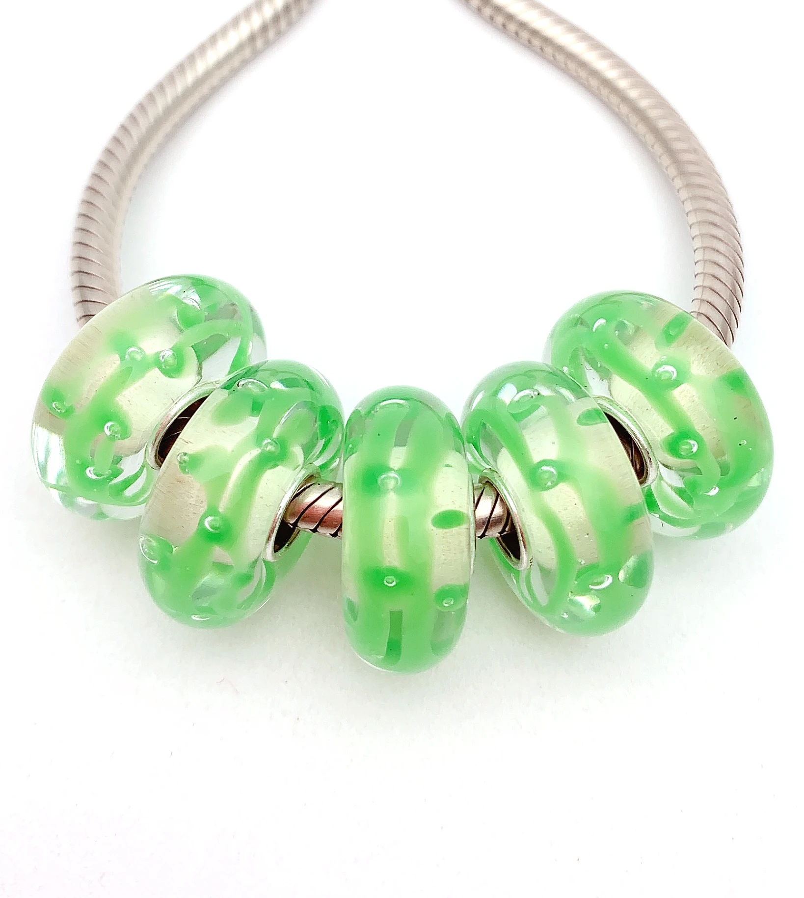 

XHYG339 5X 100% Authenticity S925 Sterling Silver Beads Murano GlassBeads Fit European Charms Bracelet Diy Jewelry Lampwork