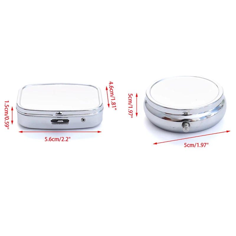 Waterproof Metal Pill Organizer Portable Round Square Pill Box Pill Container Weekly Pill Splitter Box