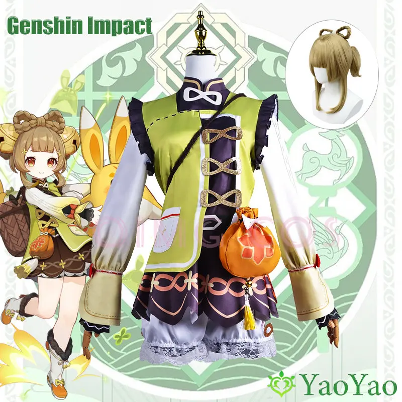 Genshin Impact Yaoyao Dress Accessories Cosplay Costume Halloween Carnival Party Suit