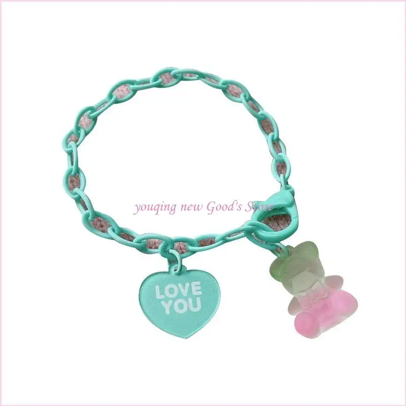 57qa Valentinstag Geschenk Buntes Armband Gummi hübsches Bärenarmband für Frauen Mädchen – Detail 9