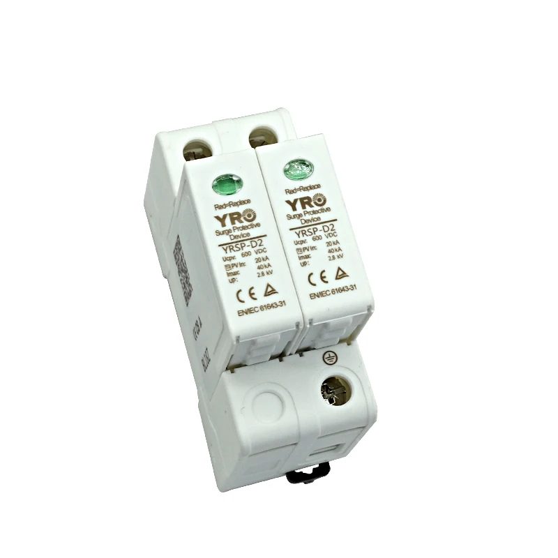 Surge Protective Device SPD DC 600V 800V 1000V 2P 20KA~40KA Low-voltage Arrester House din rail 2 Poles Protector CE TUV YRSP-D2