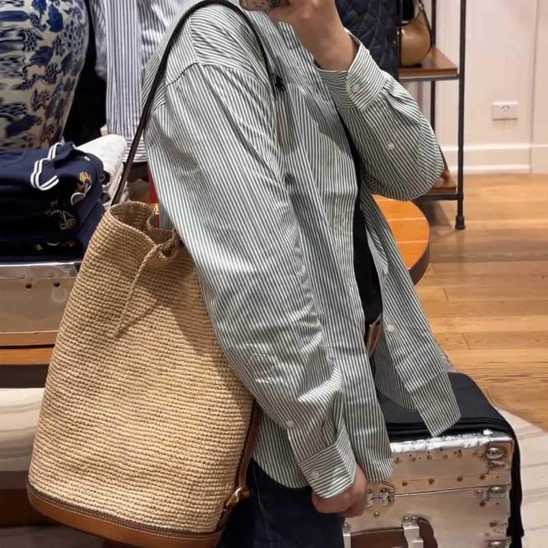 Handmade Braid Straw Bag Large Capacity Summer Beach Shoulder Bag Women Girls Fashion Handbag Rattan Woven Tote Bag for Ladies