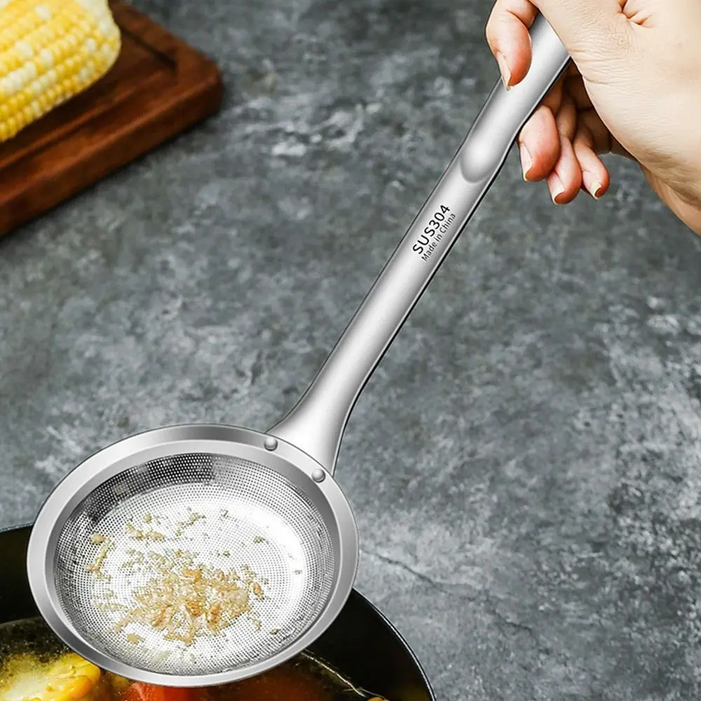 304 Stainless Steel Fat Skimmer Spoon Hot Pot Filter Mesh Percolator Fried Food Net Strainer Grease Foam Removing Kitchen Tool kitchen utensils