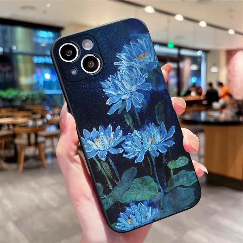 Vintage Pink Lotus Flower Printed Matte Soft Phone Case