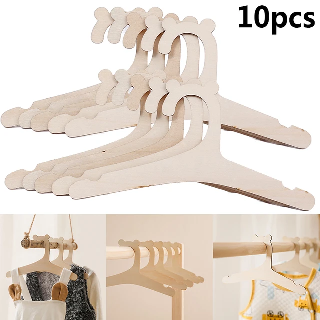 Kids Clothes Hangers 10 Pcs, Baby Animal Hangers, Children Wooden