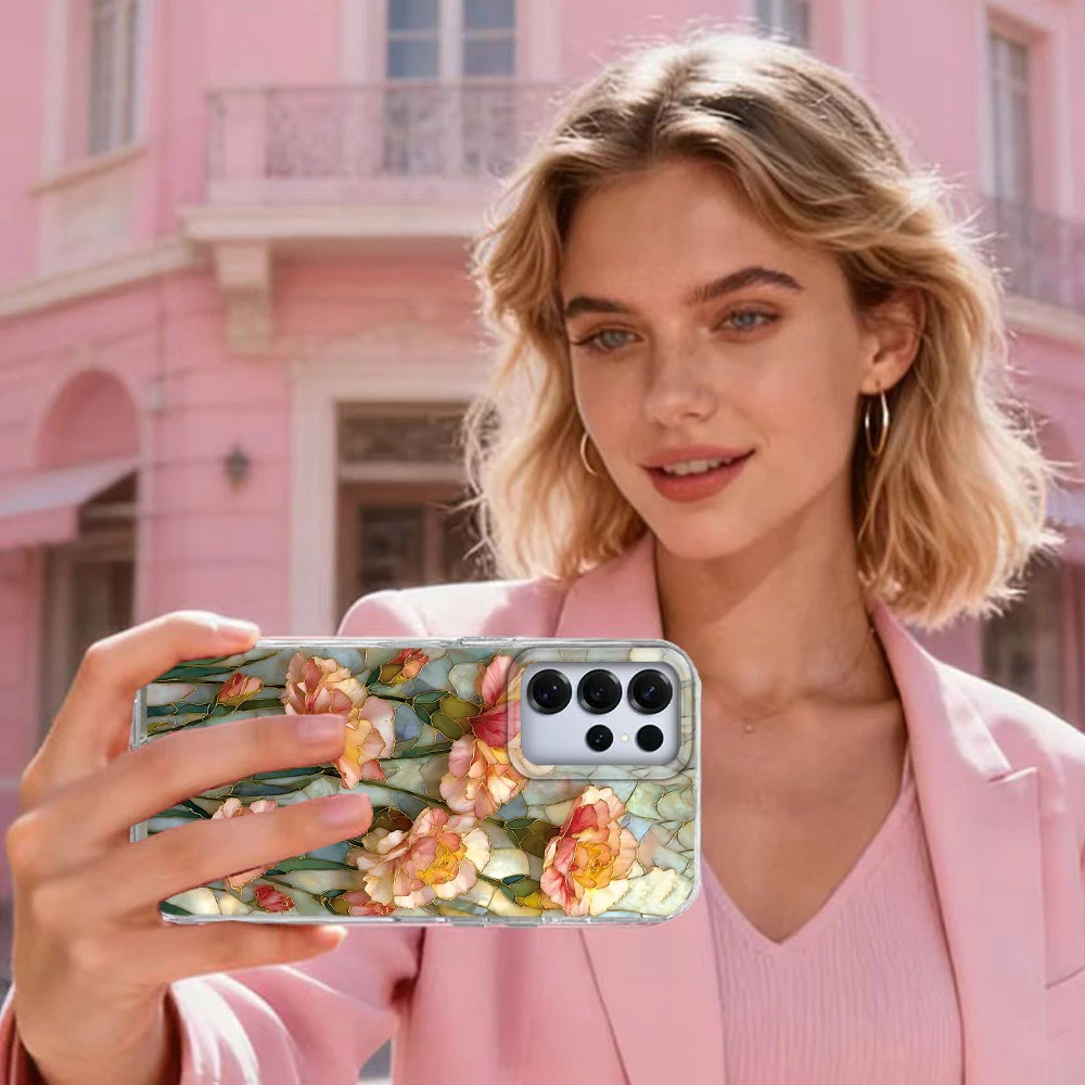 Aesthetic Vintage Purple Flower Carnation Couple Phone Case