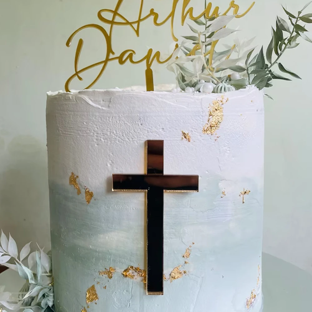 New Arrivals Christian Cross Topper Acrylic Cake Decoration God Bless Cake Topper Party for Baking Cake Party Supplies