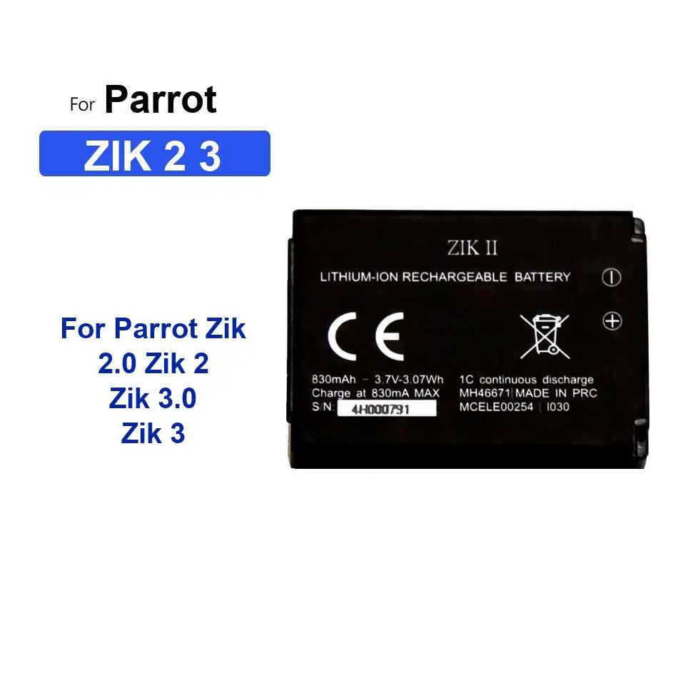 Batterie de rechange pour drone Parrot Bebop 3.0, Zik 2/3, Jumping Sumo - 2500mAh, montrant l'étiquette de capacité