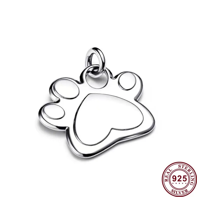New Hot 925 Silver Backpack Heart shaped Keychain Pet Collar Pendant Women's Logo Beads High Quality Diy Charm Jewelry