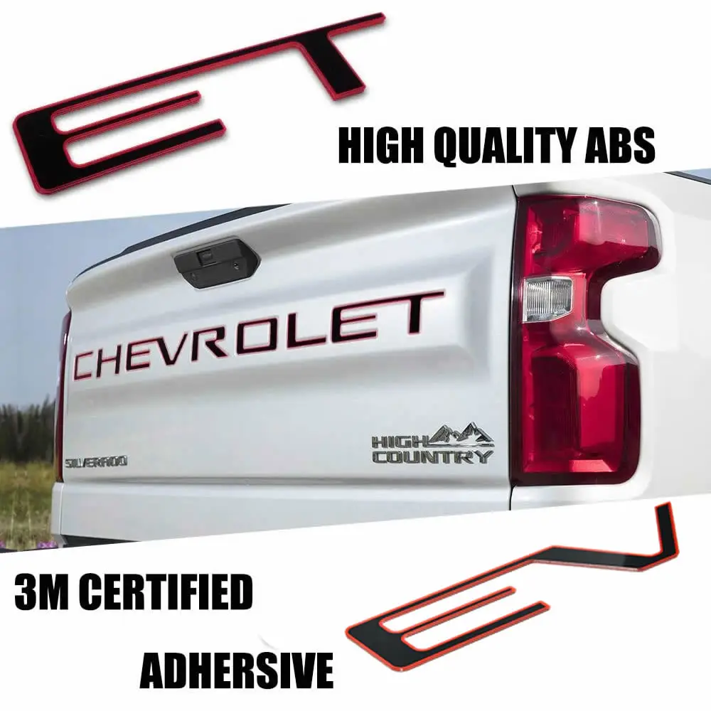 Red 3D Strong Inserts with 3M Adhesive Backing Replacement for 2019 2020 2021 Chevrolet Chevy Silverado GLAAPER 3D Raised Tailgate Insert Letters Rear Emblems 