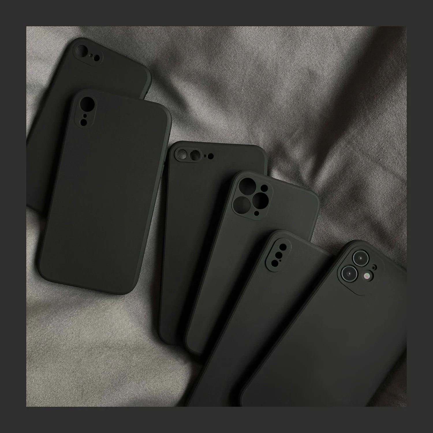 Black Liquid Silicone Phone Case for IPhone 13 12 11 14 15 Pro XS Max XR X 8 7 6S 6 Plus SE 2020 Soft Back Cover - 3