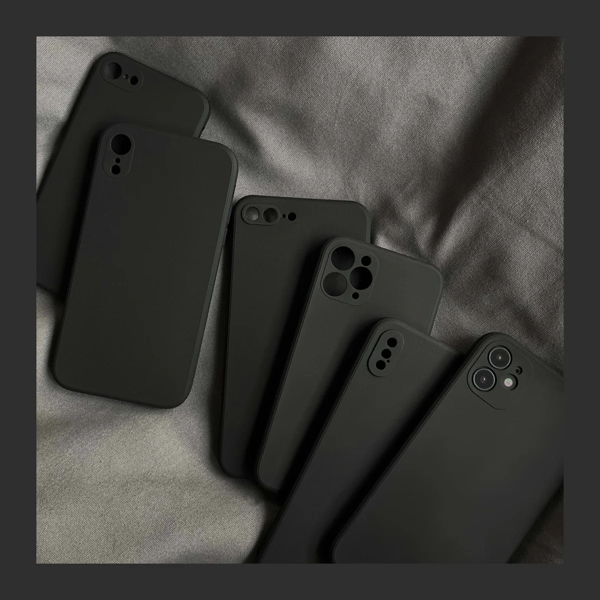 Black Liquid Silicone Phone Case for IPhone 13 12 11 14 15 Pro XS Max XR X 8 7 6S 6 Plus SE 2020 Soft Back Cover — view 3