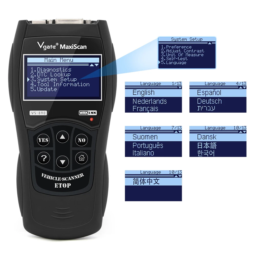 Vgate VS890 OBD2 Scanner Support ISO15031 SAE J1979 Code Reader Diagnostic Tool Live Data Read Clear Fault Code