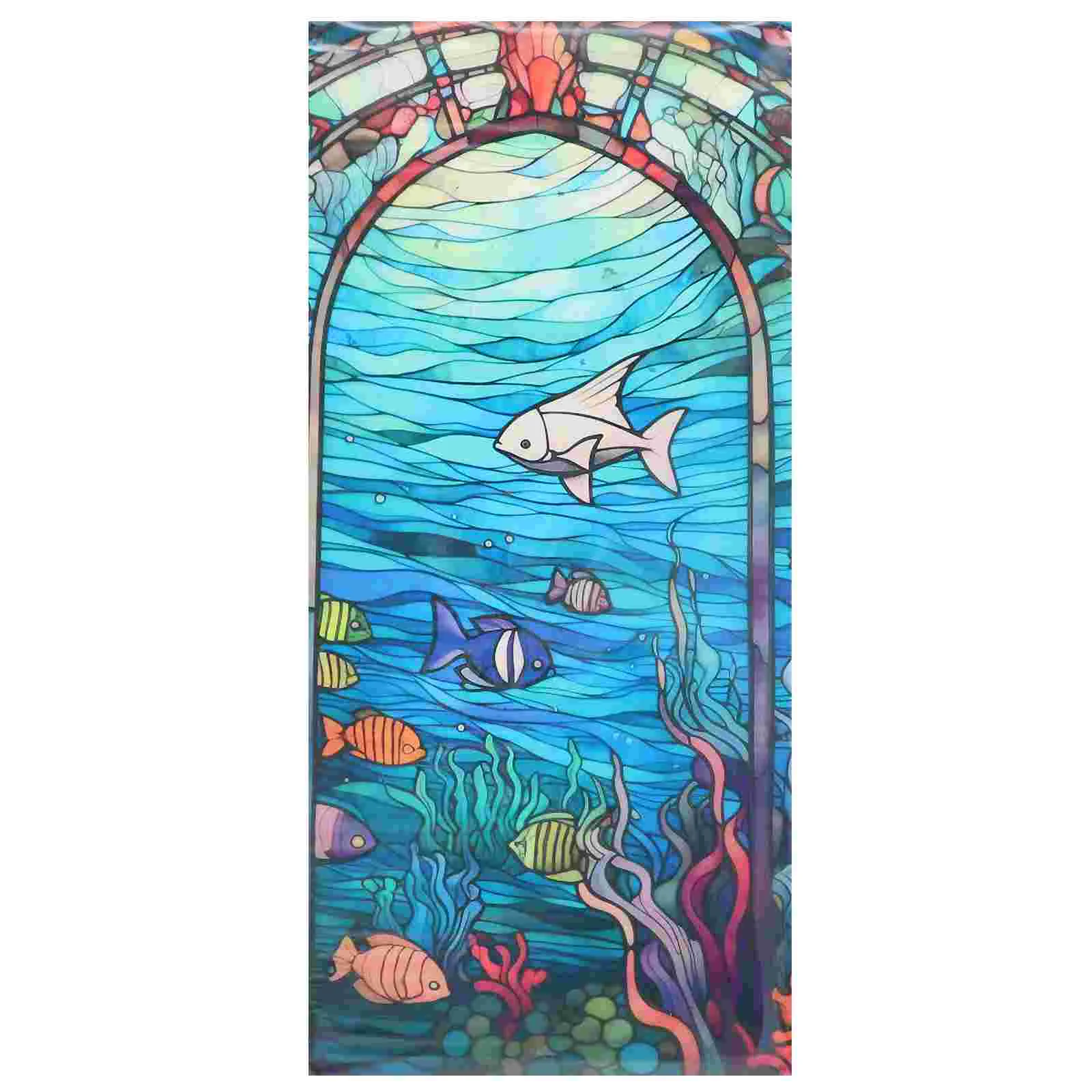 

Window Film Non Adhesive Privacy Film Underwater World Window Sticker Decorative Window Decal