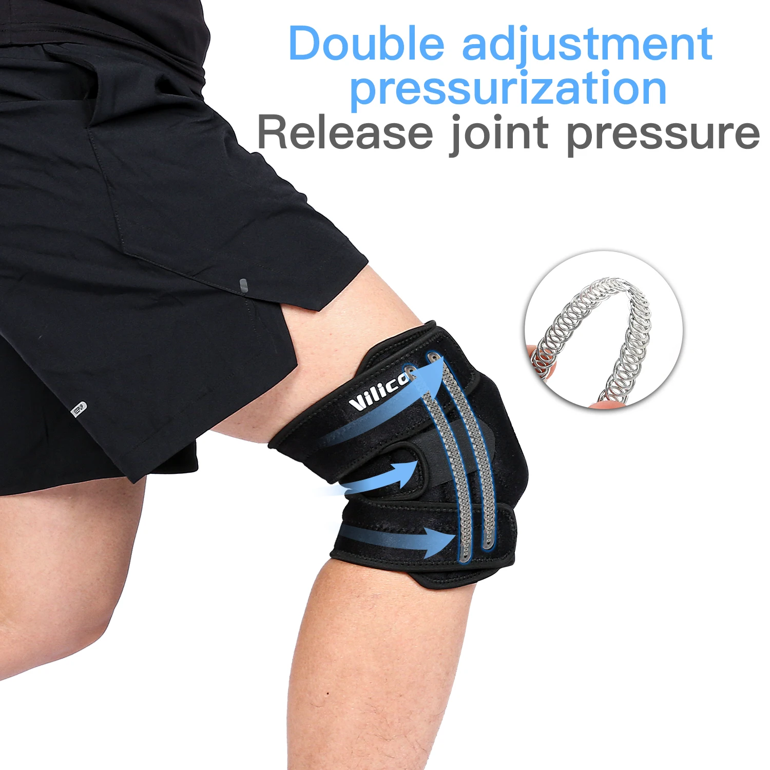 Knee Brace with Side Stabilizers Breathable Adjustable Knee Support Suitable for Sport Training and Knee Pain