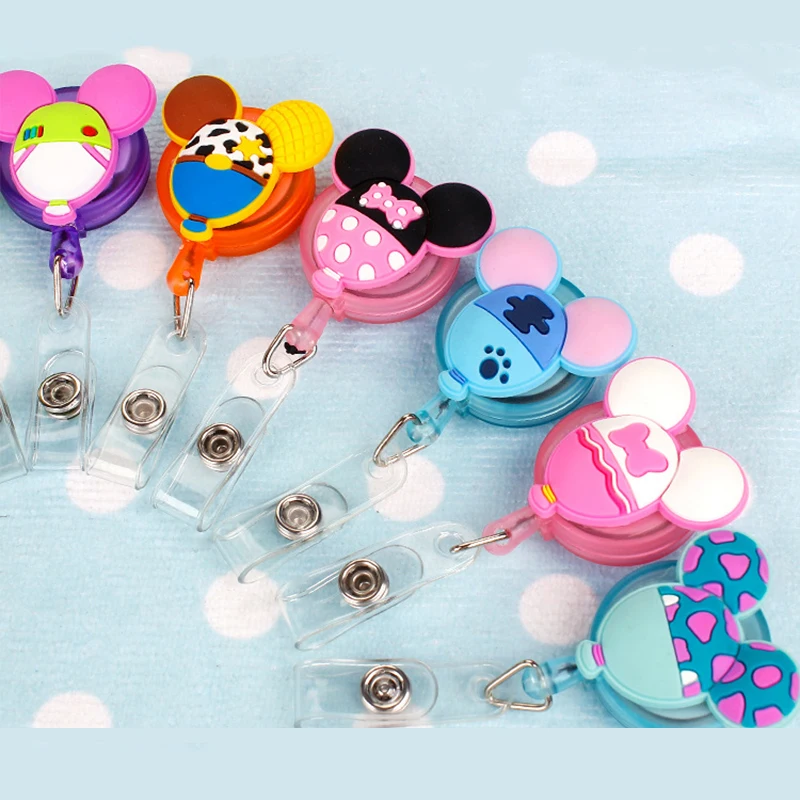 Card Cover Clip Silicone Retractable Student Nurse Badge Reel Clip Cartoon ID Card Badge Holder accessories