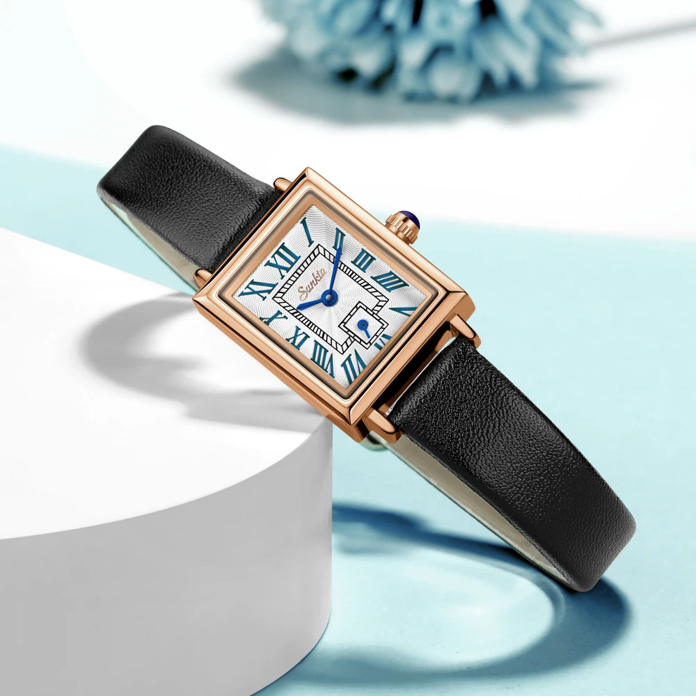 2023 New Watch Women Fashion Casual Leather Belt Watches Simple Ladies Square Dial Quartz Wristwatches Dress Clock Reloj Mujer