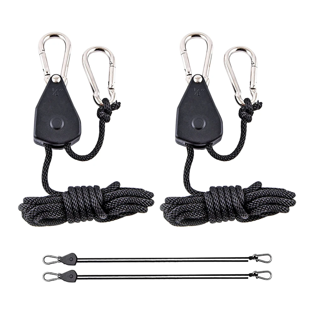 4PC Adjustable Lanyard Hanging for Tent Fan Grow Plant Lamp Pulley Ropes Pulley Lifting Hook 2M Heavy Duty Rope