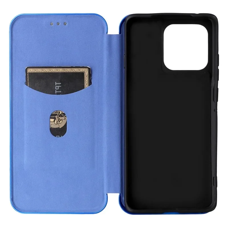 Sleek Magnetic Closure Carbon Fiber Leather Wallet Case