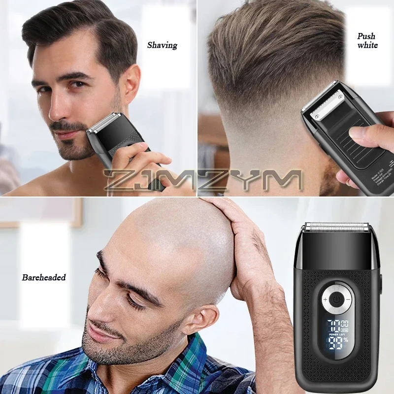 가정용 남성용 다기능 전기 면도기, 세척 가능한 왕복 면도기, 수염 트리머, LED 디스플레이