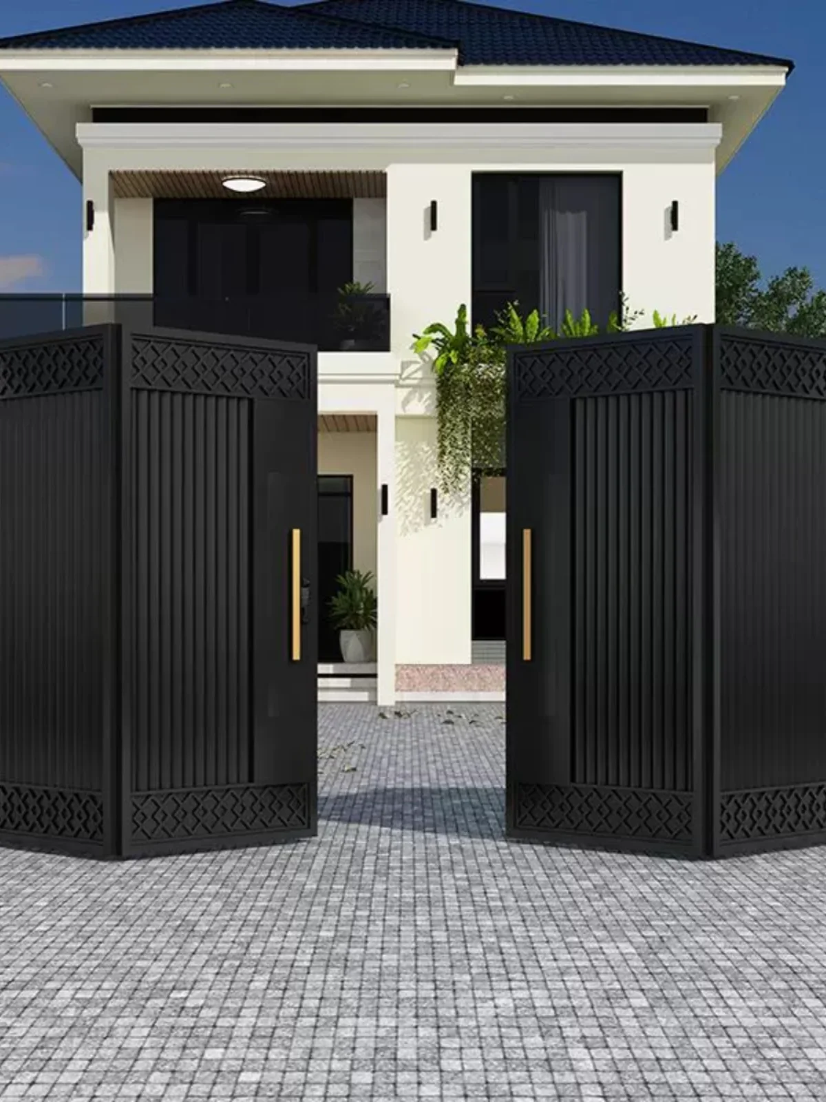 Aluminum alloy door Villa Courtyard gate Electric folding door Garage head Outdoor rural iron gate Walled garden