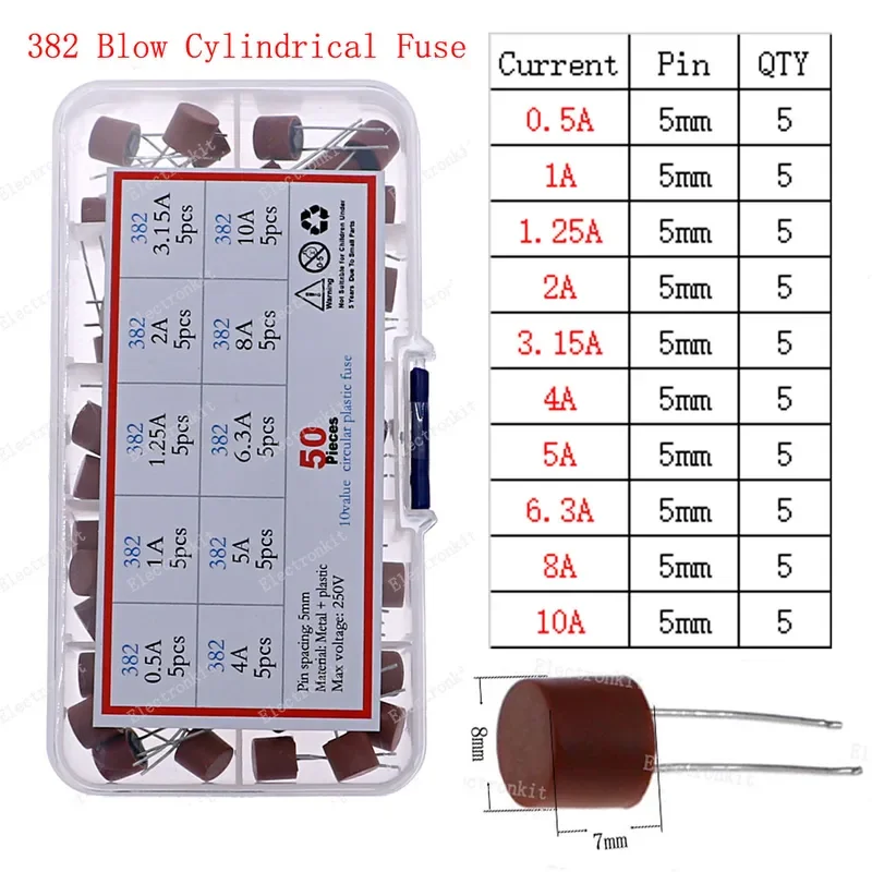 5x20 5x25 6x30 3.6x10mm Slow Fast Blow Glass Ceramic Fuse With Lead Wire Mix kit 0.1A0.2A0.5A1A2A3.15A4A5A6.3A8A10A15A16A20A30A glass fuse kit