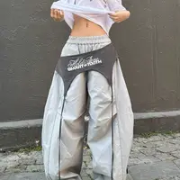 Women's Dance & Y2K Style Pants - Cross-layer Straps Design Casual Streetwear Trousers Wide Leg Cargo Pants for Hip Hop Dance - Image 5
