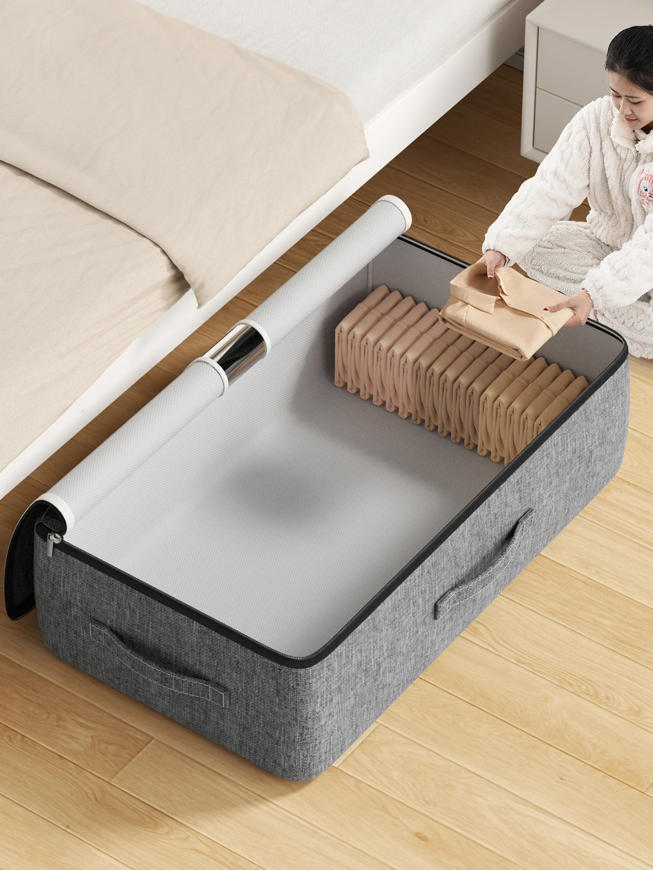 Large capacity under bed clothing storage bag Flat storage bag quilt blanket sorting bag Bedroom closet organizing saves space 2